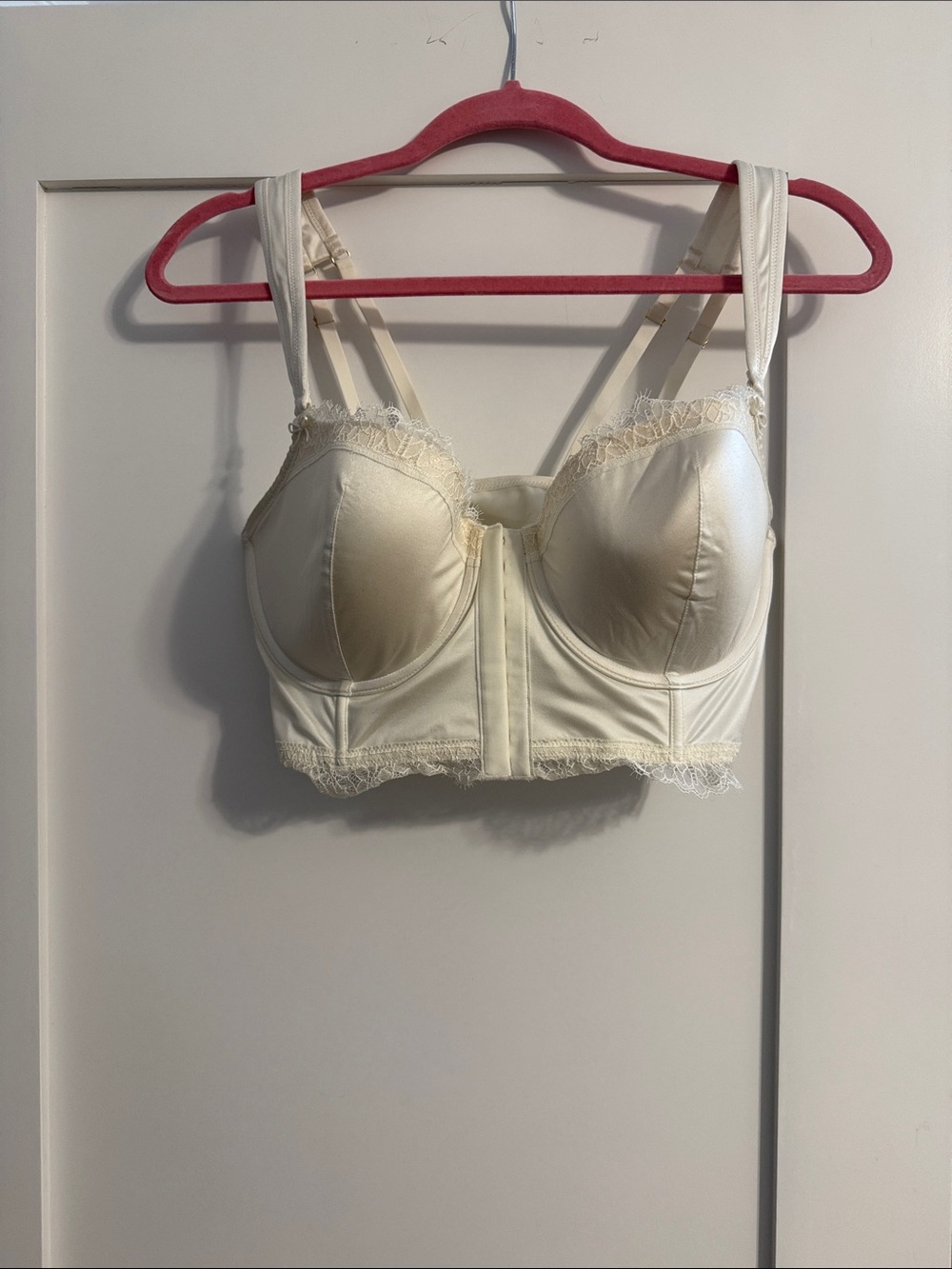 aerie Cream Longline Lace-Trim Bra